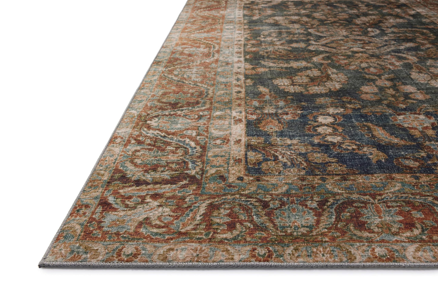 Loloi Chris Loves Julia Jules Collection JUL-10 Ocean/Spice 8'-6" x 11'-6", .13" Pile Height, Area Rug