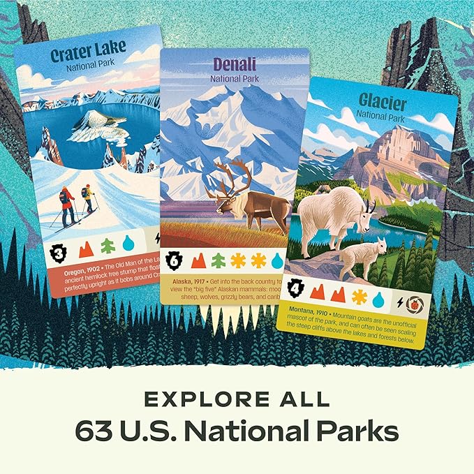 Keymaster Games Parks Base Camp | Beautiful Strategy Game for Families Adults or Solo | Best Board Game for Nature Outdoors and Hiking | The US National Parks Game | Ages 10+ | 1-5 Players