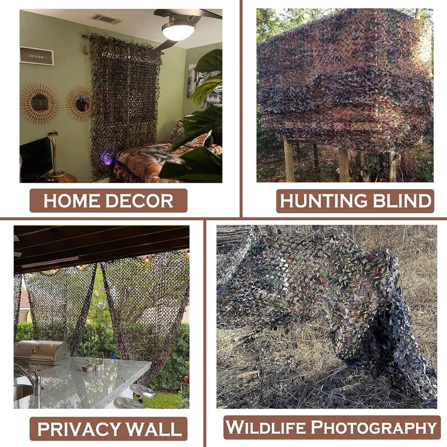 Yeacool Camouflage Netting Bulk Roll Burlap Camo Tarp Sunshade Net for Hunting Blind Outdoor Photography Dinosaur Birthday Theme Party Decoration (Camo Bionic Leaves, 4.9ftx19.7ft, 1.5m*6m)