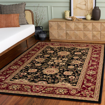 SAFAVIEH Lyndhurst Collection Area Rug - 5'3" x 7'6", Black & Red, Traditional Oriental Design, Non-Shedding & Easy Care, Ideal for High Traffic Areas in Living Room, Bedroom (LNH212G)
