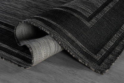Beverly Rug Outdoor Rug 5x7 Modern Bordered Area Rugs for Indoor and Outdoor Patio Deck Porch Garden Waterproof Weather Sun Resistant Washable Outside Carpet (5 x 7 Black)