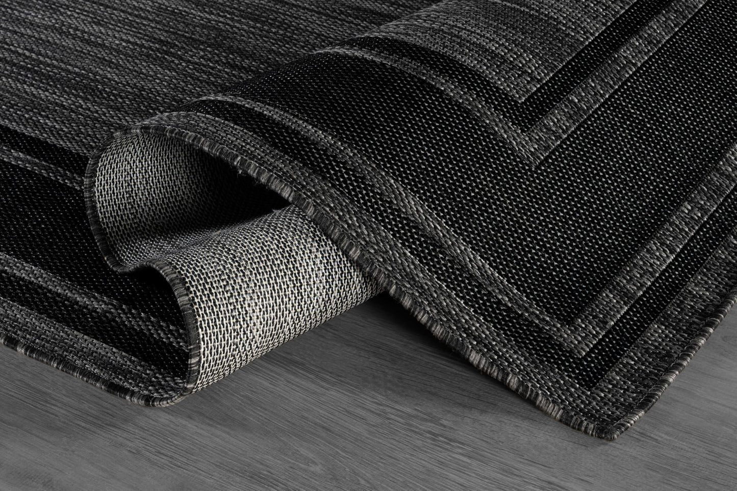 Beverly Rug Outdoor Rug 8x10 Modern Bordered Area Rugs for Indoor and Outdoor Patio Deck Porch Garden Waterproof Weather Sun Resistant Washable Outside Carpet (8 x 10 Black)