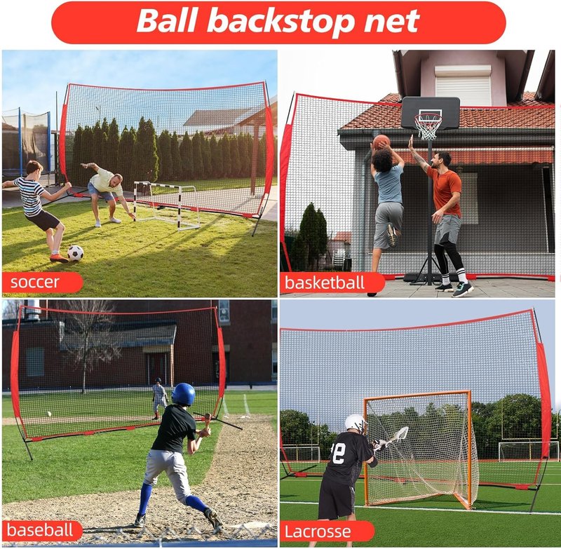 Portable Backstop Net - 7x7ft, 10x16ft & 10x20ft Sizes | Durable Sports Equipment
