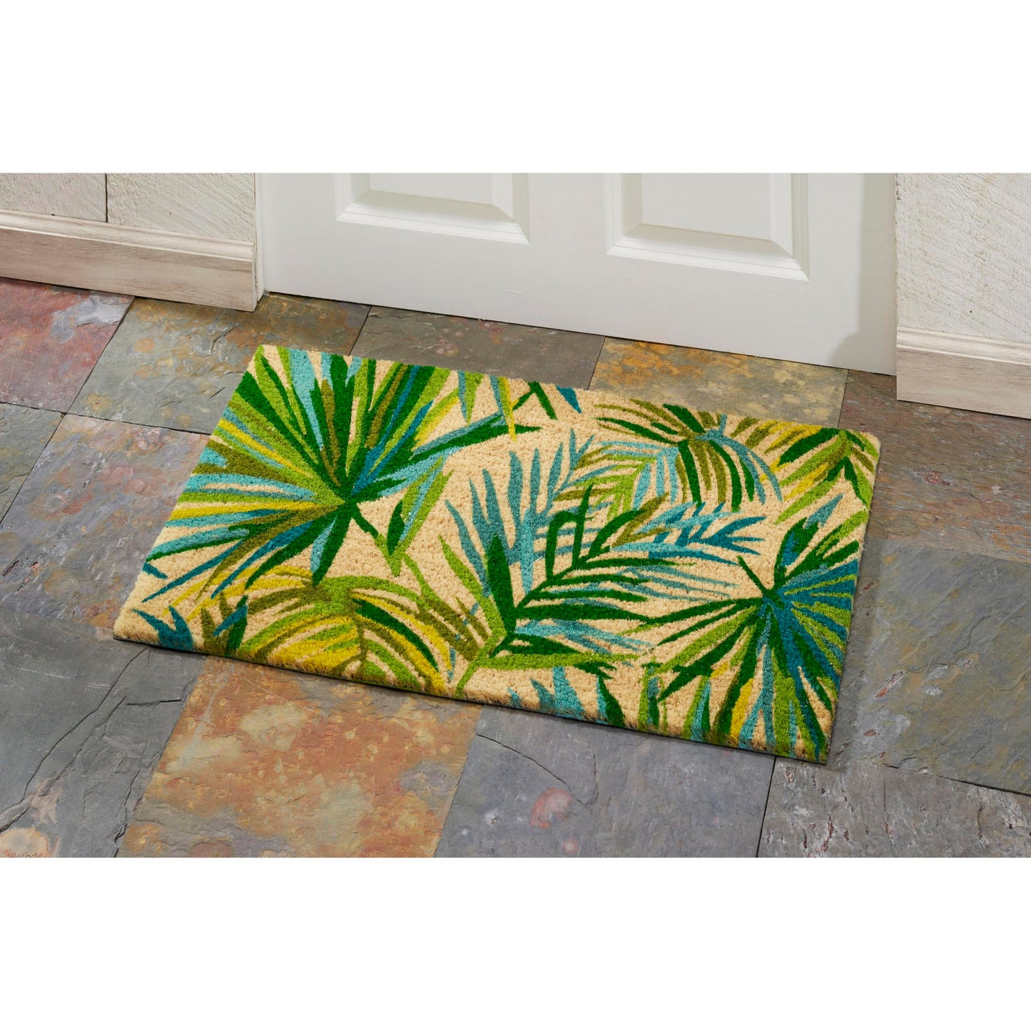 HF by LT Palm Leaves 100% Coir Doormat, 18 x 30 inches, Naturally Durable, PVC-Backing, Sustainable