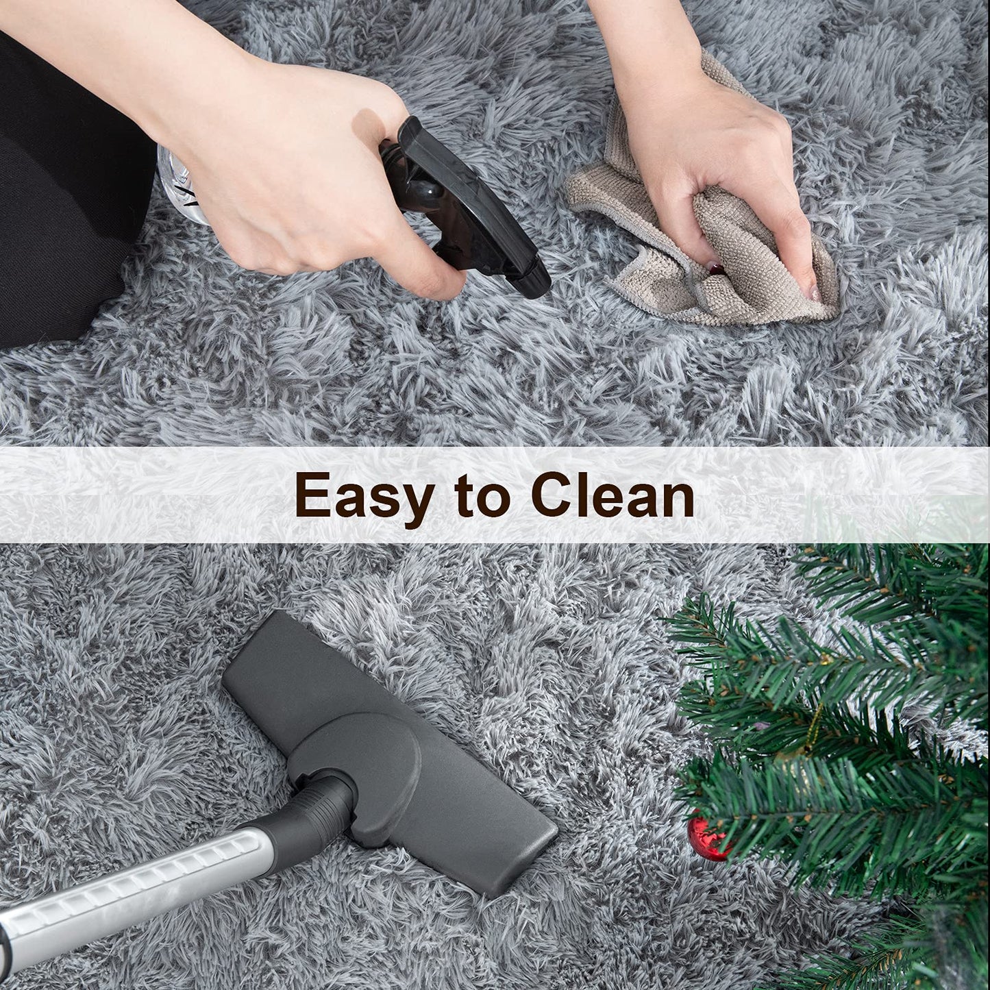 TWINNIS Super Soft Shaggy Rugs Fluffy Carpets, 6x9 Feet, Indoor Modern Plush Area Rugs for Living Room Bedroom Kids Room Nursery Home Decor, Upgrade Anti-Skid Rectangular Fuzzy Rug, Grey