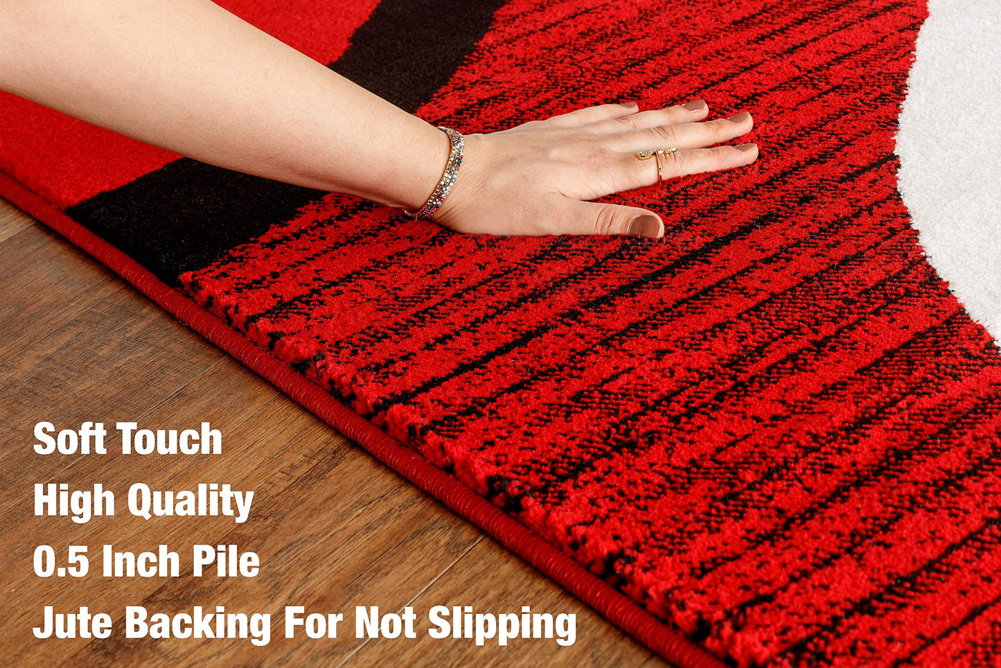 GLORY RUGS Modern Area Rug 5x7 Red Swirls Carpet Bedroom Living Room Contemporary Dining Accent Sevilla Collection 4817 (5x7, Red)