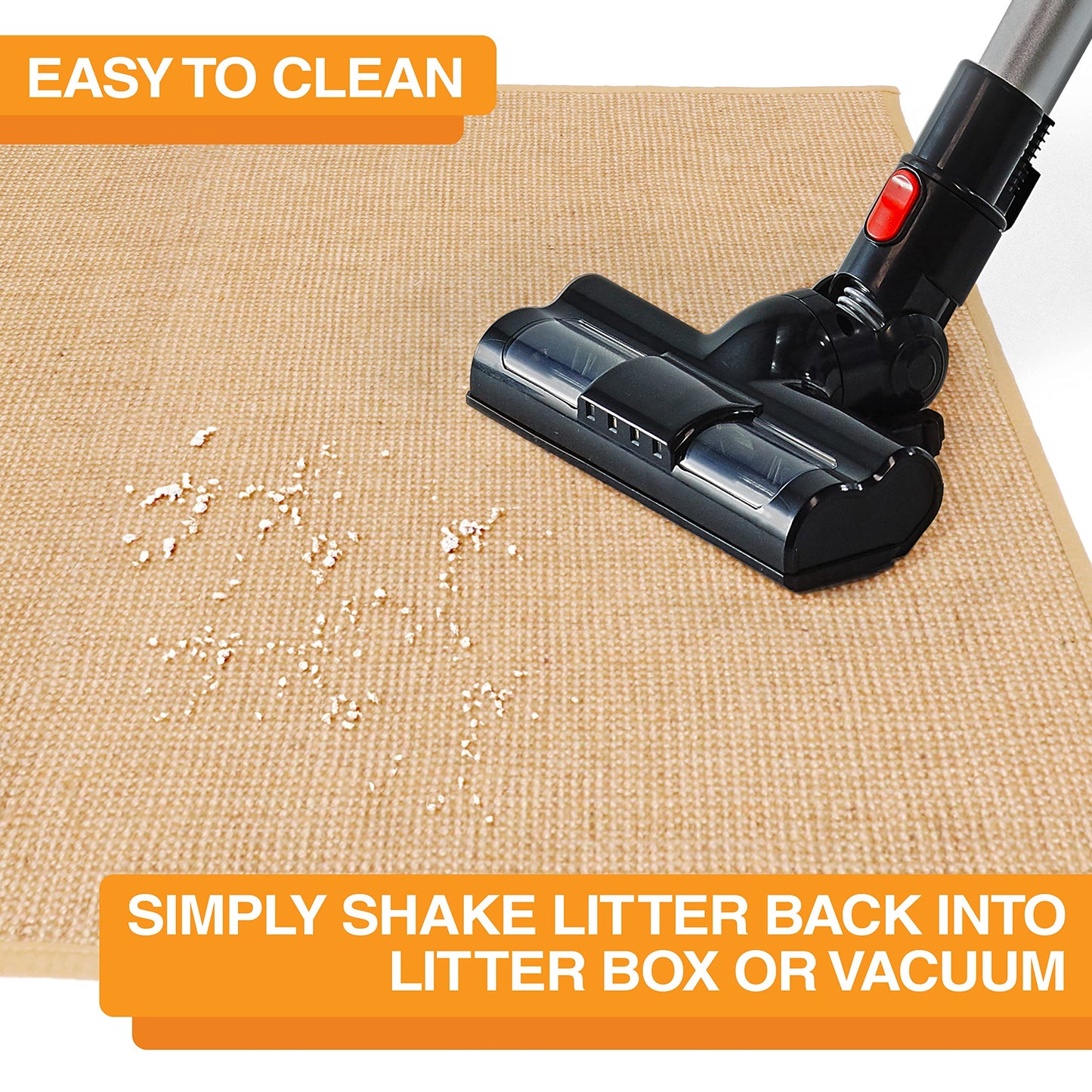 Neater Pets Jute Cat Litter Trapping Mat - Catches Spilled Litter Mess from Kitty Litter Box to Protect Floors, Soft on Cats Paws, Anti-Skid Backing, Easy to Clean, Beige, 24" x 36"