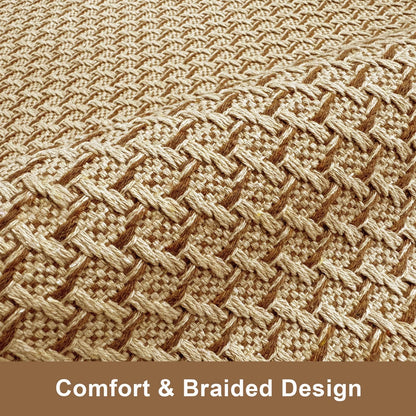 HAPACE Braided Rug Faux Jute Entryway Rug 2' x 6' Non-Slip Backing Machine Washable Natural Boho Area Rugs for Bathroom, Bedroom, Living Room, Doormat, Farmhouse, Laundry, Kitchen, Dining Light Brown