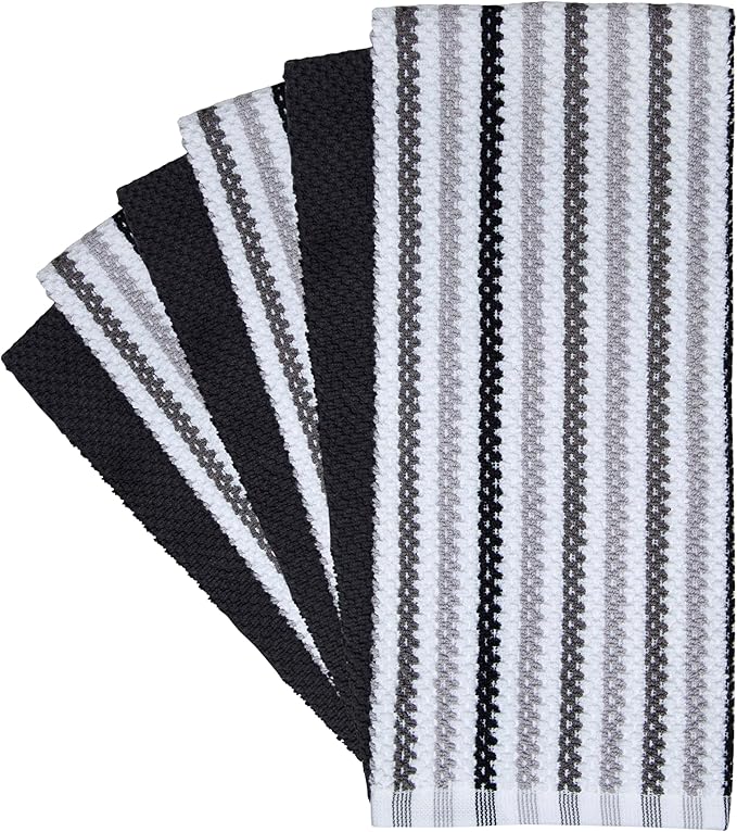 Premium Kitchen Towels | Large Cotton Kitchen Hand Towels | Popcorn Striped