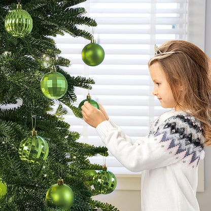 JOIEDOMI 24 Pcs Lime Green Christmas Balls Ornaments Set, 2.36" Christmas Tree Ornaments Shatterproof, Xmas Balls Hanging Decorations for Tree Wreath Garland Holiday Wedding Indoor Party Decor