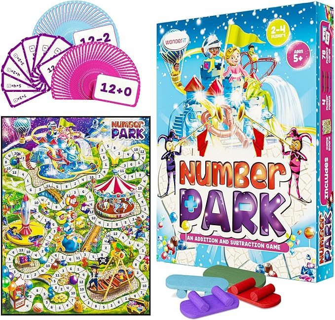 Number Park - Addition &amp Subtraction Math Games for Kids Ages 5-8 - Fun Educational Learning Game - Board Games for Kindergarten &amp Up - Gift