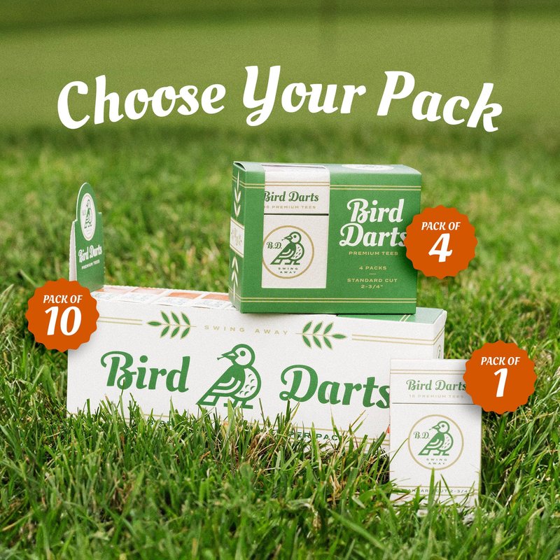 Bird Darts Premium Bamboo Wood Golf Tees, 18/72/180 Units (Packs of 18), 2 ¾ Golf Tees in Cigarette-Style Packaging, Durable, Biodegradable, Golf Tees Wood for Stylish Golfers (180 Units (Pack of 10))