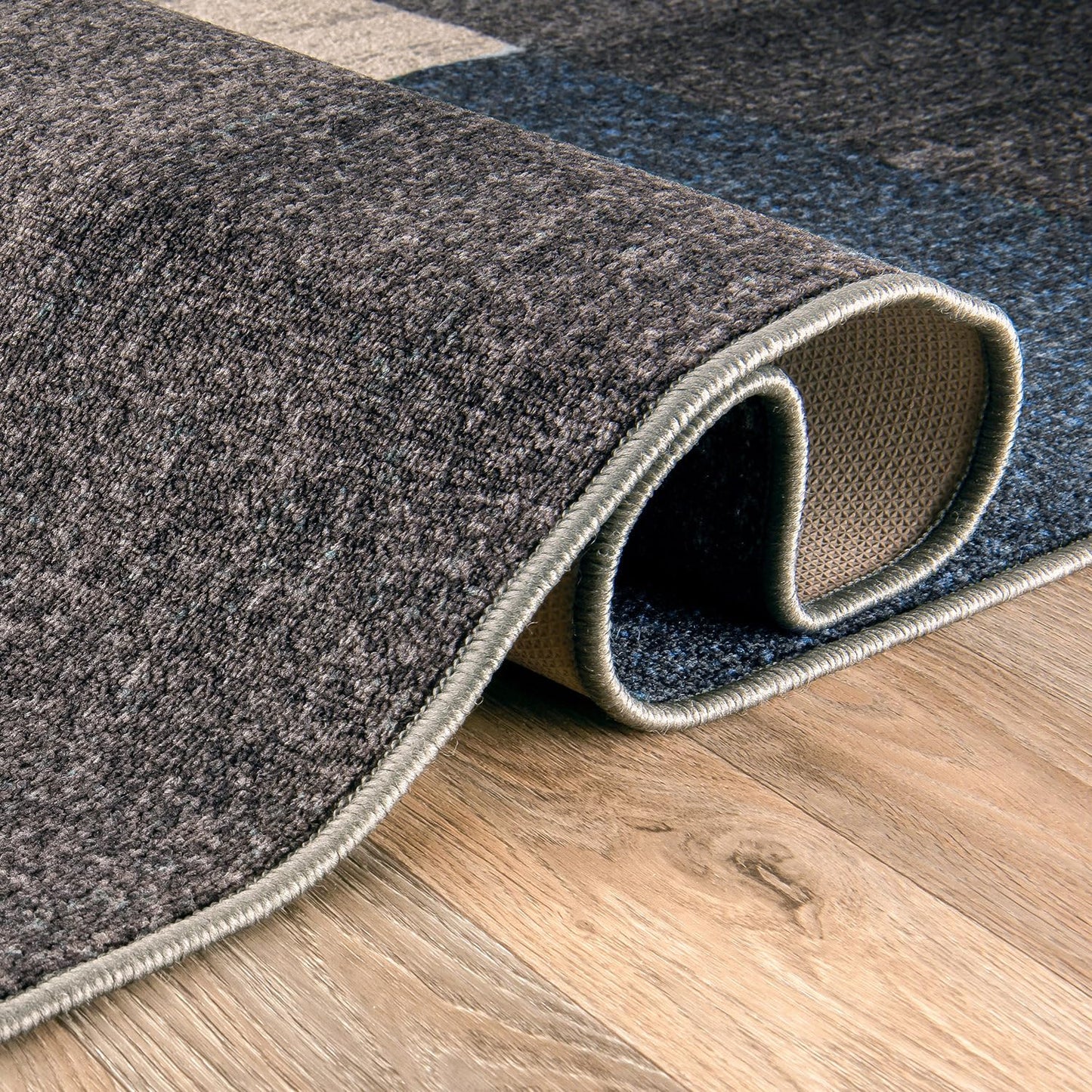 Rugshop Modern Boxes Design Non-Slip (Non-Skid) Carpet for Hallway,Entryway,Kitchen Runner Rug 2' x 10' Blue