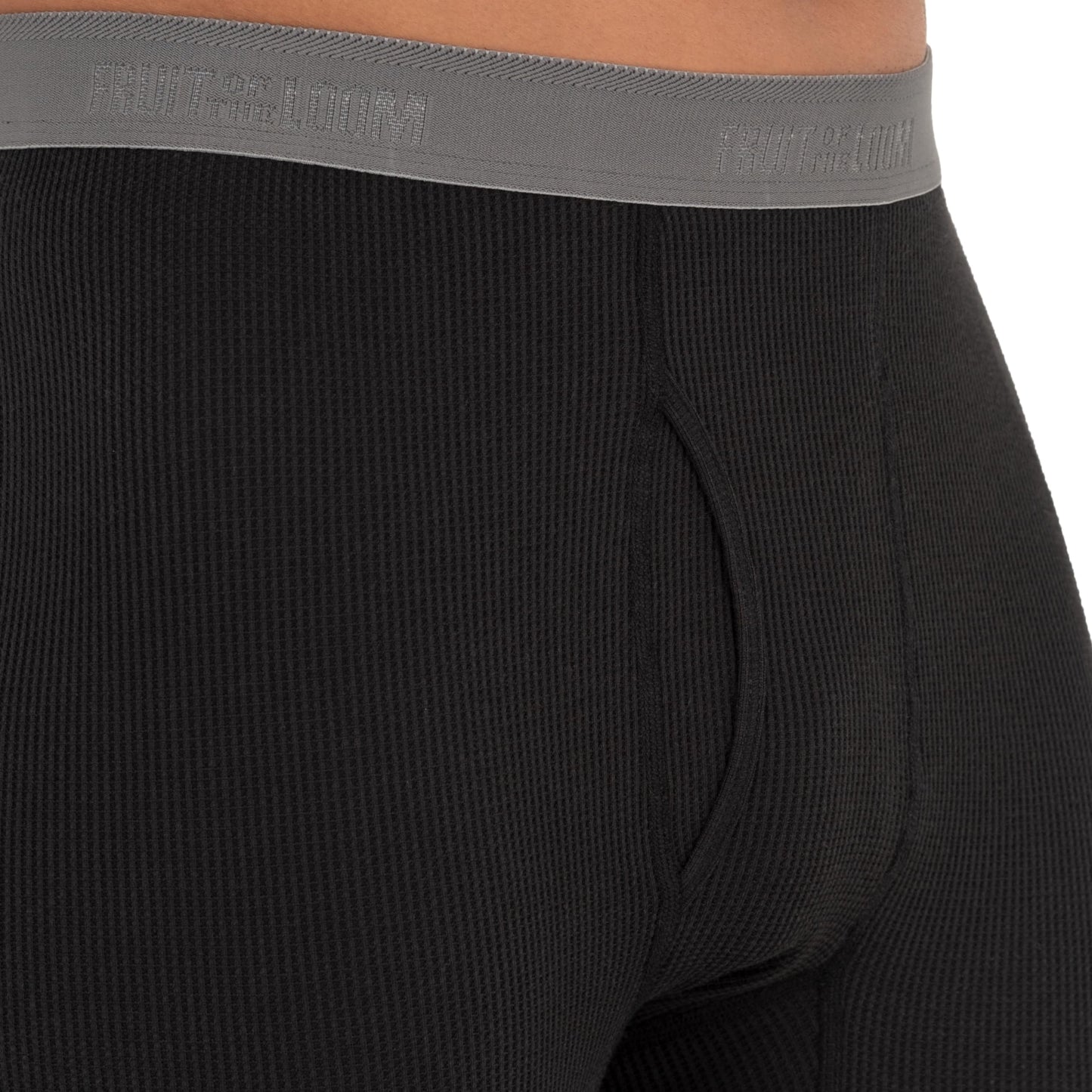 Fruit of The Loom Men's Recycled Waffle Thermal Underwear Bottom, Black, Medium
