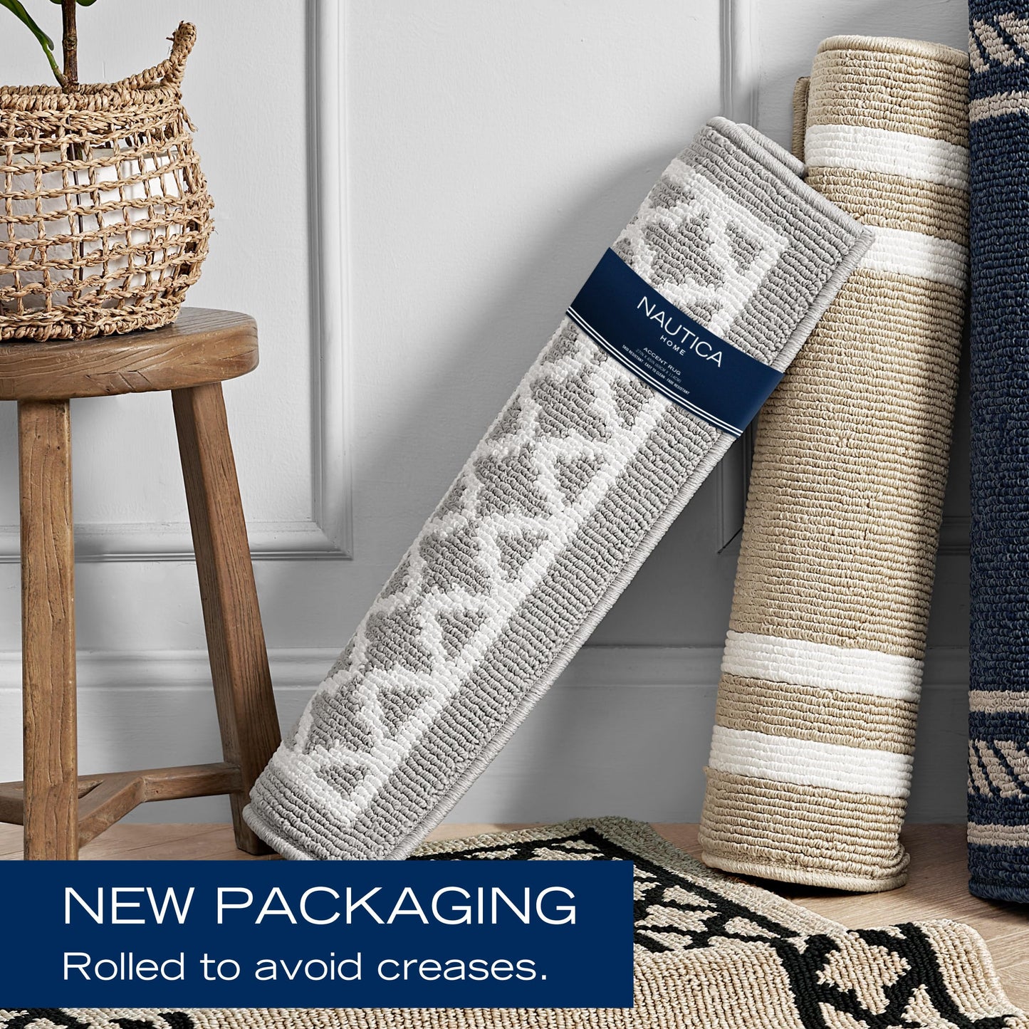 Nautica – Runner Rug | Indoor Runners for Hallways and Entry Rugs| Non-Slip and Non-Skid Entry and Kitchen Door Mat| Machine Washable Entryway Carpet Rugs | 2'2" x 8'| Trellis Beige