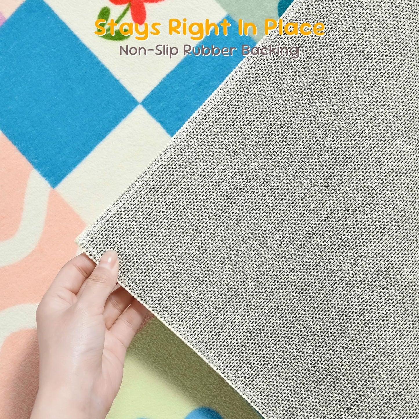 3x5 Washable Kid Bedroom Rug for Girls, Pink Baby Nursery Area Rug, Soft Non-Slip Toddler Playroom Carpet, Cute Colorful Strawberry Fruit Rainbow Checkered
