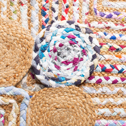 SAFAVIEH Cape Cod Collection Runner Rug - 2'3" x 6', Beige & Multi, Handmade Boho Braided Jute & Cotton, Ideal for High Traffic Areas in Living Room, Bedroom (CAP201B)