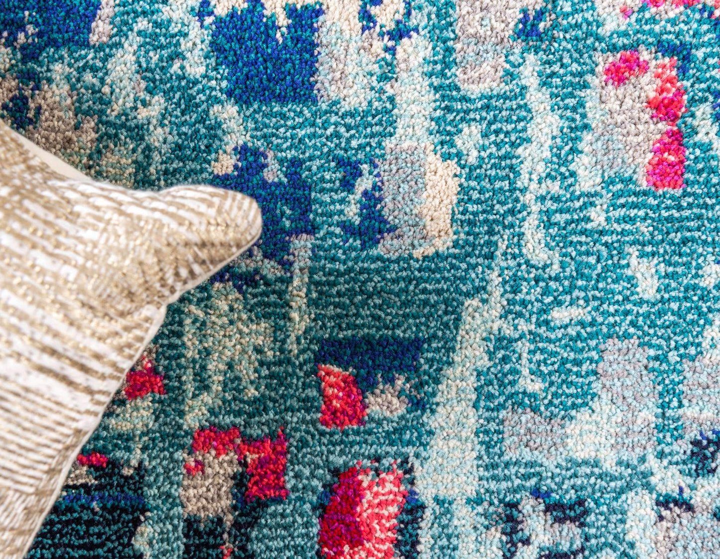 Unique Loom Jardin Collection Colorful, Vibrant, Abstract, Modern Area Rug (5' 0 x 8' 0 Rectangular, Blue/ Pink)