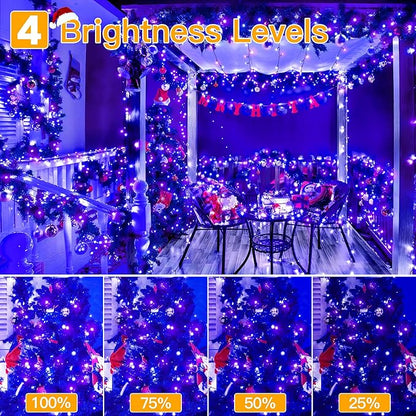 Ollny Halloween Lights 400LED 132FT, Remote Plug-in Blue & Purple Christmas Tree Lights with Timer and 8 Modes, Waterproof Outdoor/Indoor Decorations