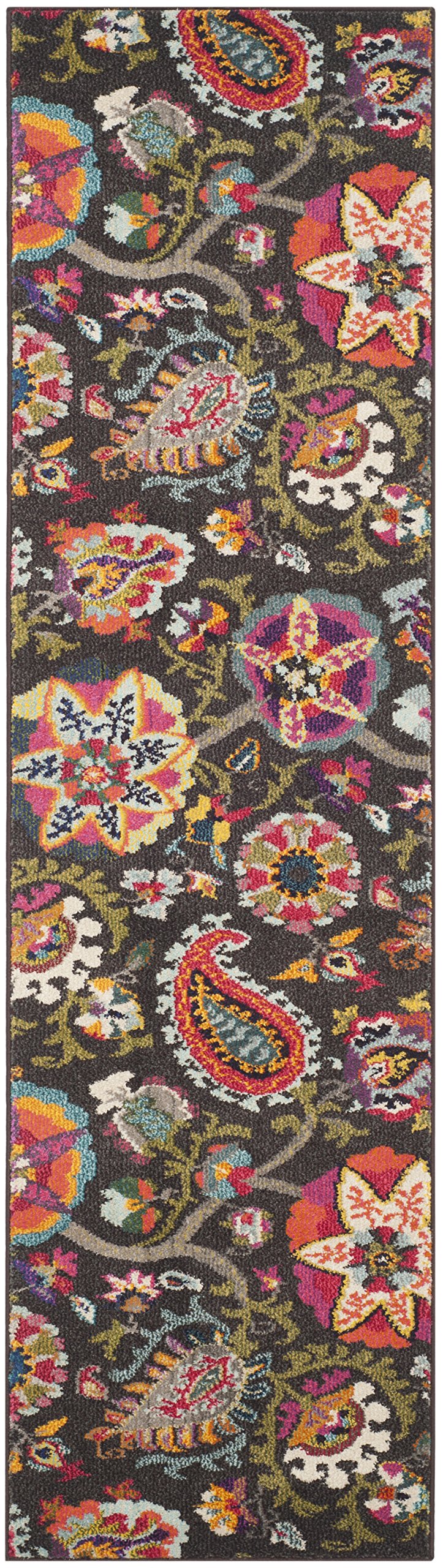 SAFAVIEH Monaco Collection Runner Rug - 2'2" x 8', Brown & Multi, Boho Floral Design, Non-Shedding & Easy Care, Ideal for High Traffic Areas in Living Room, Bedroom (MNC229B)