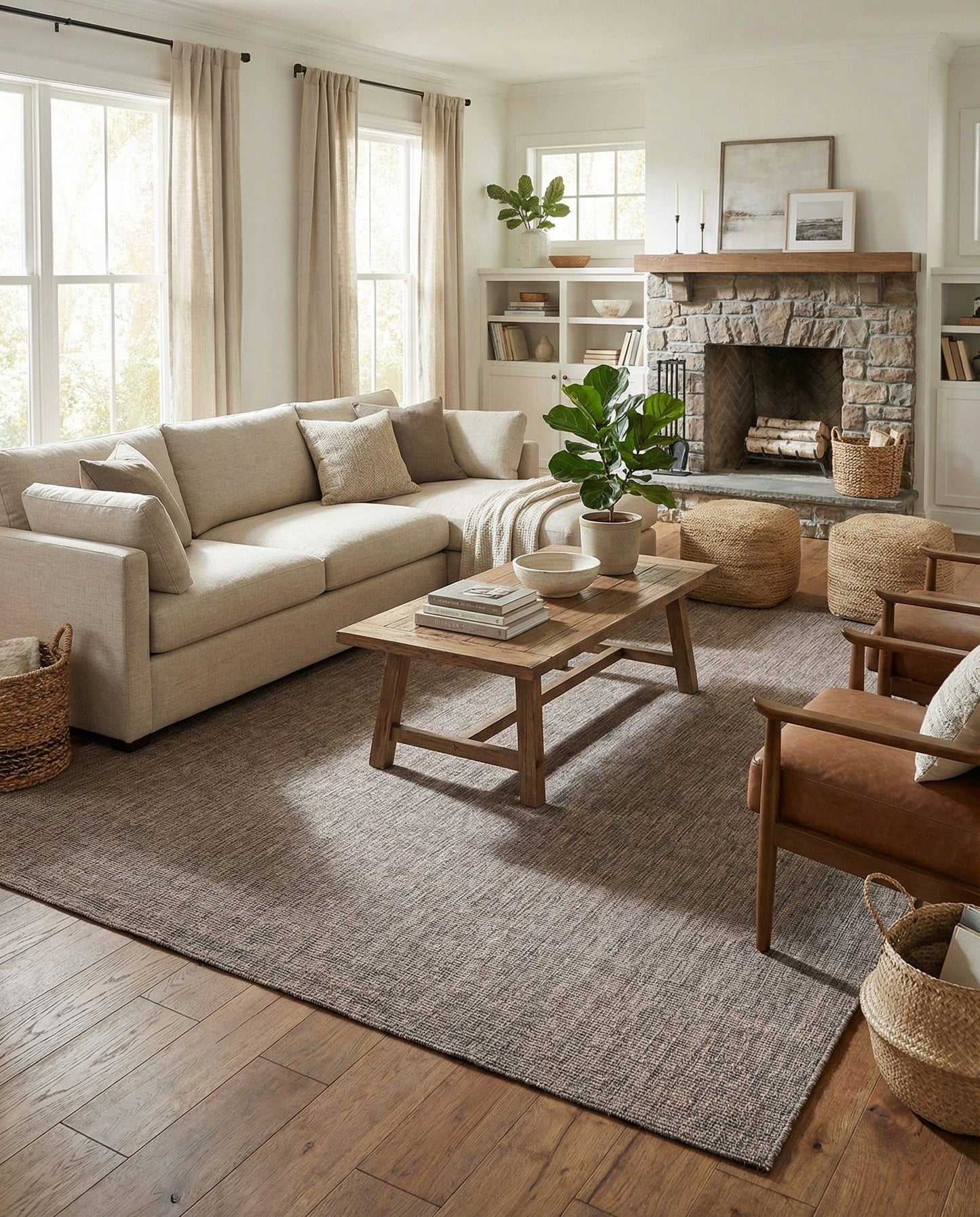 Rugs.com - Outdoor Solid Rug – 10' x 14' 1 Light Brown Indoor/Outdoor Rug – Durable for Patios, Decks, and Porches