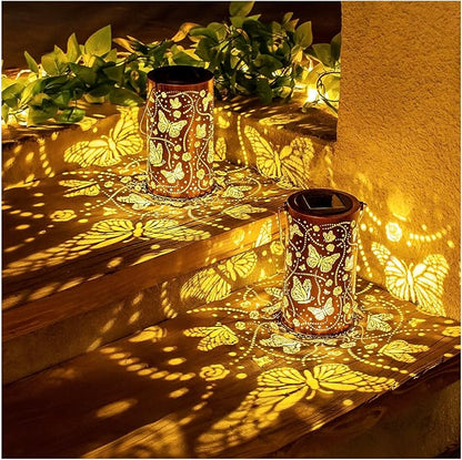 Butterfly Solar Lanterns Outdoor Waterproof Hanging Solar Lights Butterfly Gifts for Women Men Metal Decorative LED Lanterns for Garden Decor,Yard,Patio,Lawn,Tabletop,Pathway,Landscape