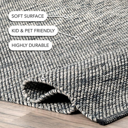 Nuloom Alessi Hand Woven, Grey, 11'6" x 14'6", Solid, Cotton, Soft and Gentle, High Traffic, Stain Resistant, Easy Clean, Durable Area Rug for Bedroom, Living Room, Dining Space, Den, Foyer, Entryway