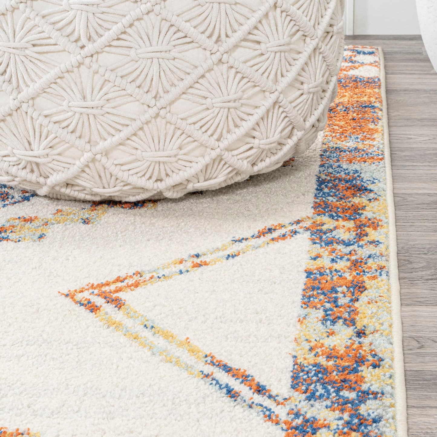 JONATHAN Y Amir Moroccan Beni Souk Ivory/Blue/Orange Indoor Area Rug, 3x5, Bohemian, Scandinavian, Easy-Cleaning for Living Room, Bedroom, Kitchen, Pet Friendly, Non-Shedding (MOH200E-3)