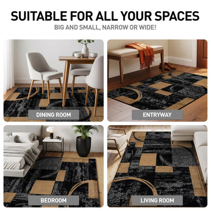 Rugshop Contemporary Circle Design Area Rug, Fade-Resistant Carpet for Living Room, Dining Room, or Home Office 5'3" x 7'3" Jute