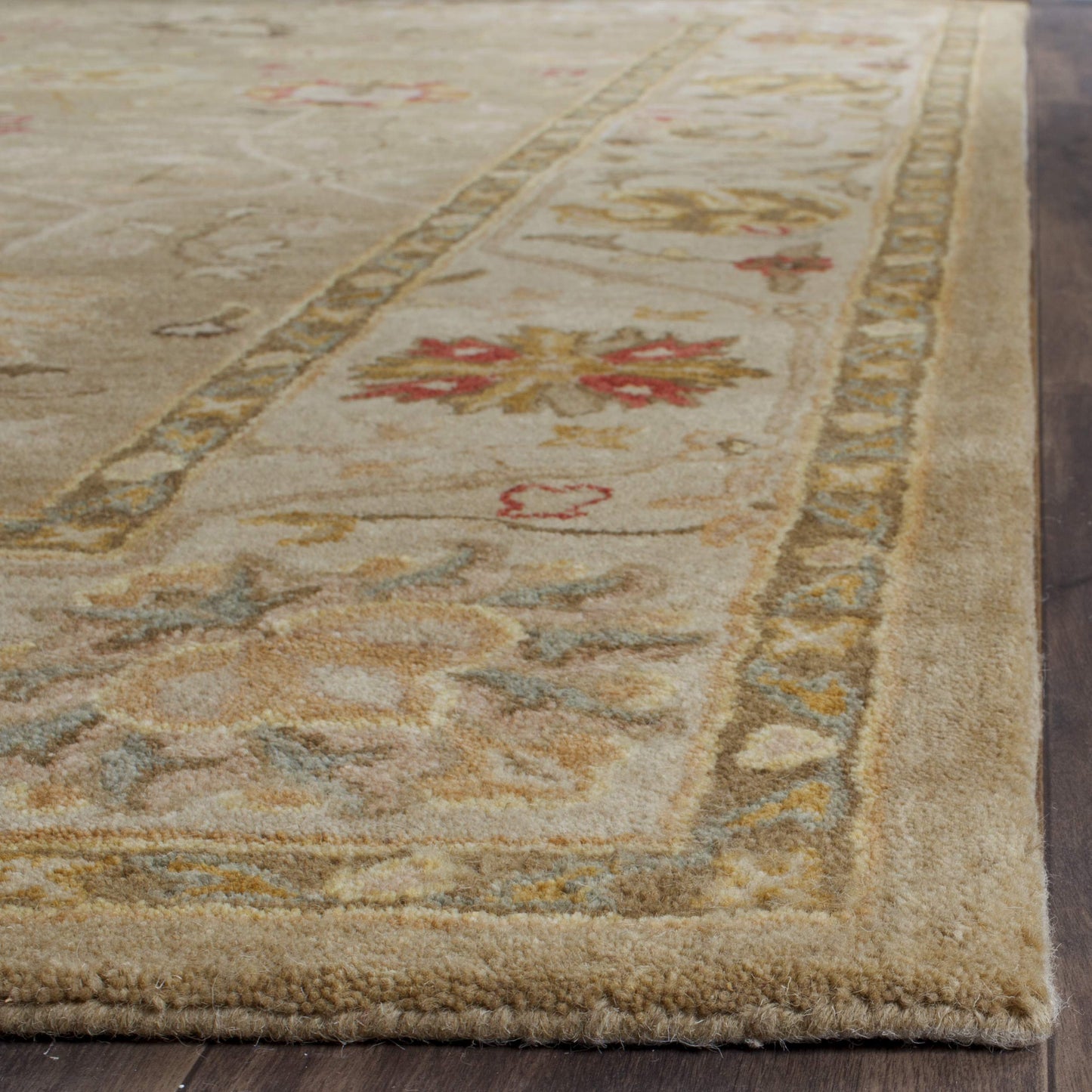 SAFAVIEH Antiquity Collection Area Rug - 7'6" x 9'6", Taupe & Beige, Handmade Traditional Oriental Wool, Ideal for High Traffic Areas in Living Room, Bedroom (AT859B)