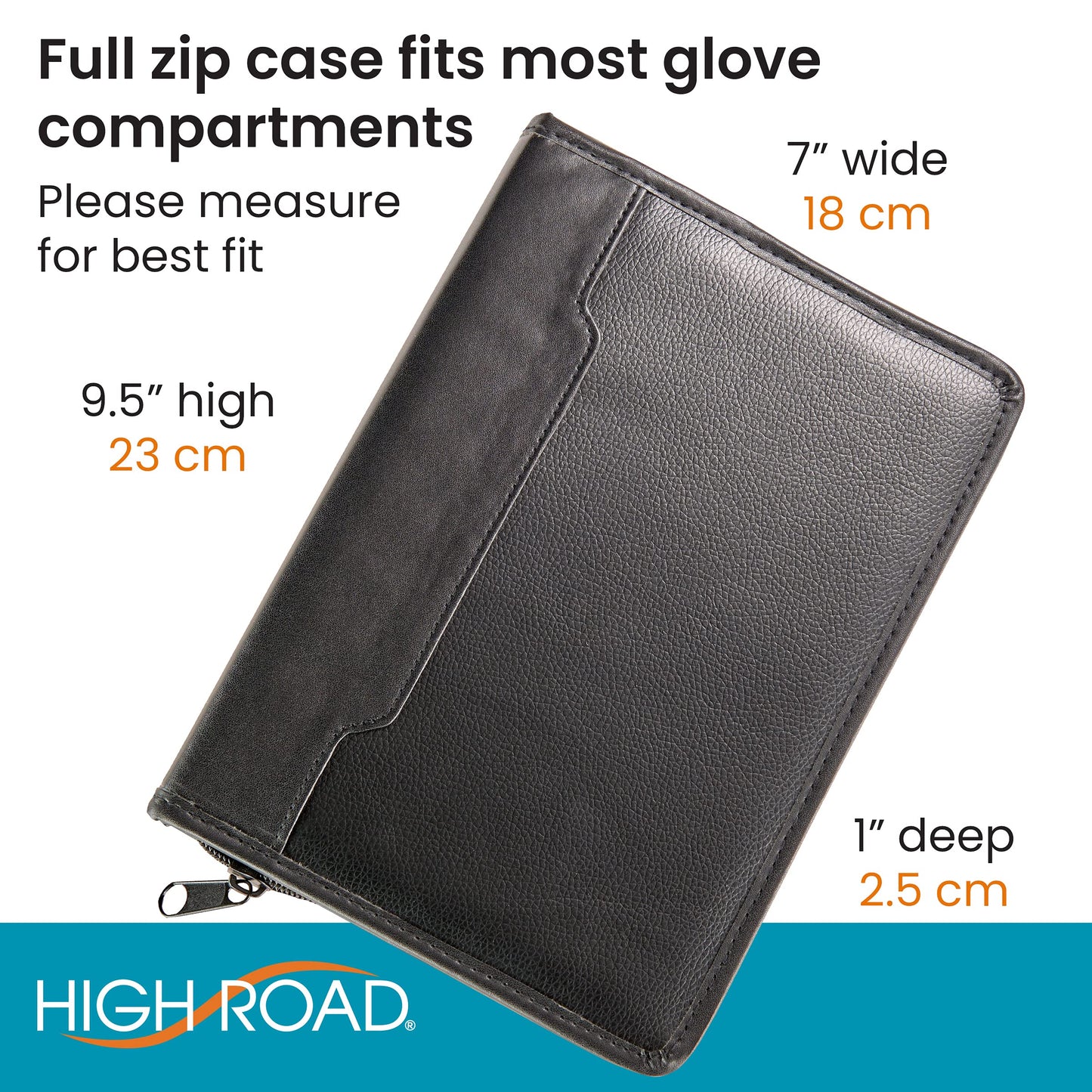 High Road Car Owners Manual Case and Glove Compartment Document Holder - Pebbled Faux Leather Glove Box Organizer for Car, SUV, Truck