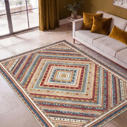 Keen Home Design 48"x72" Rug - Machine Washable Area Rug with Non-Slip Backing, Ideal for Living Room, Dining Room, Bedroom - Vintage, Easy Clean, Durable, Low Pile Rug - (4' x 6')