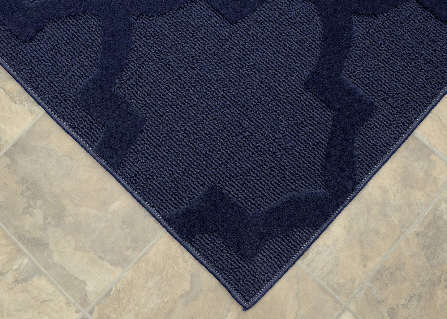 Garland Rug Quatro Navy 5' x 7' Cut-Loop Trellis Area Rug –Soft, Comfortable, Stylish & Budget-Friendly Rug in a Beautiful Solid Navy Blue
