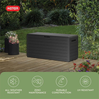 Keter Atlas 70 Gallon Deck Box – Weather‑Resistant Outdoor Storage Chest for Patio, Yard & Pool, Durable Resin Construction, Lockable Lid, Easy‑Open Design