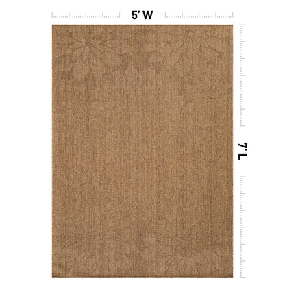 Rugshop Floral Indoor Outdoor Flat Woven Area Rug,Natural Jute-Style,Easy-Care Patio Rug for Backyard Porch Deck Balcony, 5' x 7' Natural/Jute