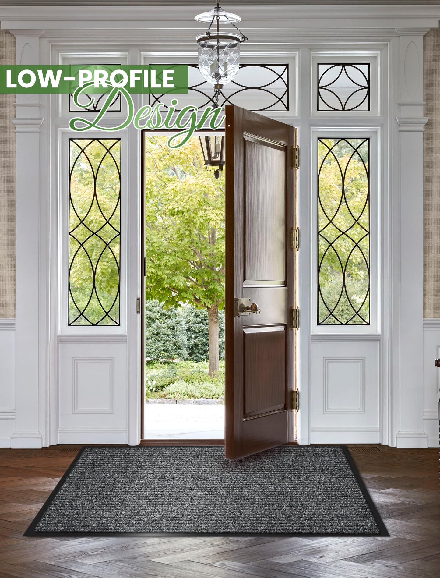 REWOMC Door Mat Heavy Duty Outdoor Indoor Doormat Low Profile Front Door Mat Large 48x72 inch Light Gray Entrance Welcome Mats Easy Clean Patio Entrance Mat Waterproof Anti-Skid Rubber Backing
