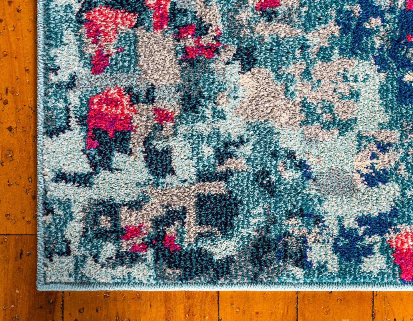 Unique Loom Jardin Collection Colorful, Vibrant, Abstract, Modern Area Rug (5' 0 x 8' 0 Rectangular, Blue/ Pink)