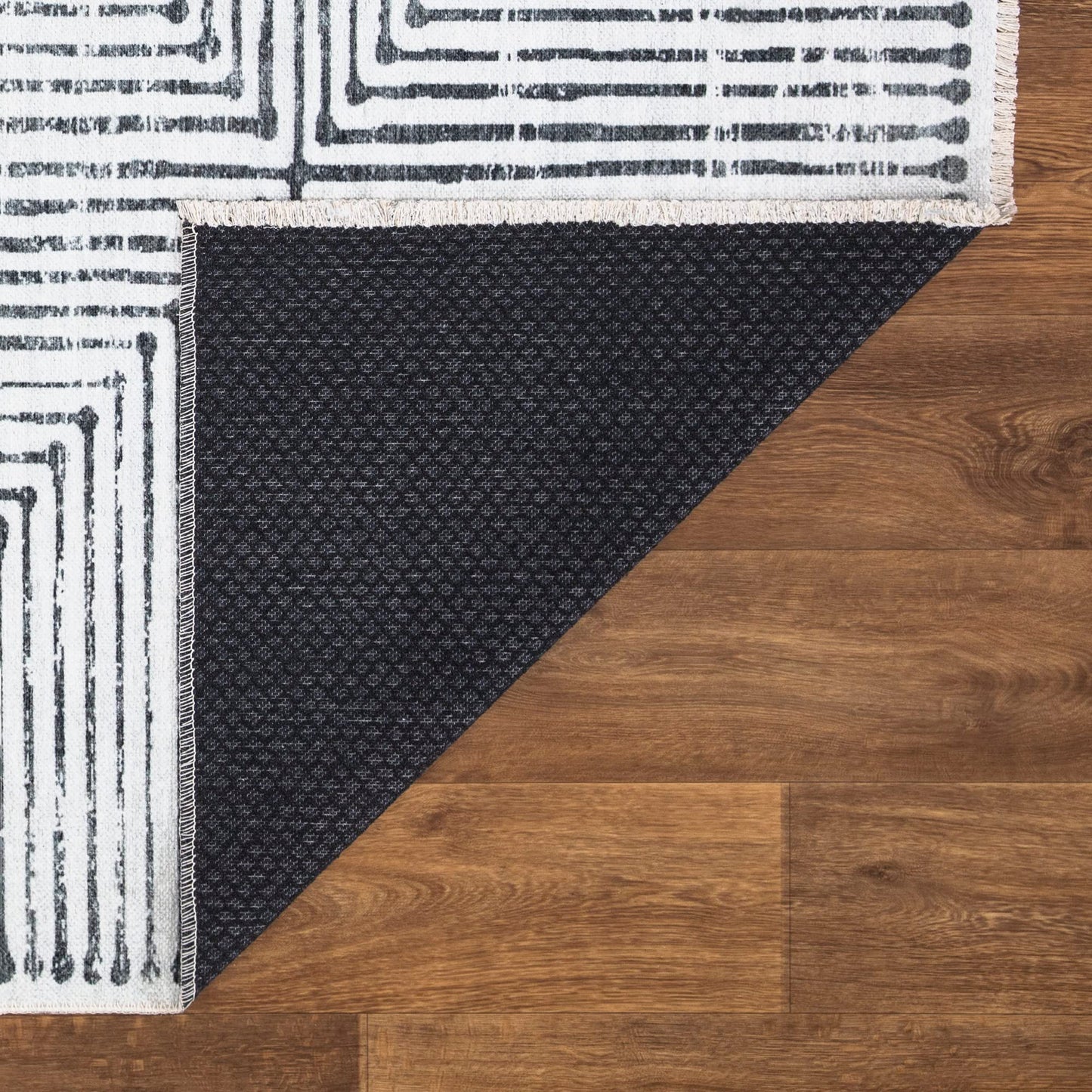 Bloom Rugs Caria Washable Non-Slip 5x7 Rug - Ivory/Black Striped Area Rug for Living Room, Bedroom, Dining Room, and Kitchen - Exact Size: 5' x 7'