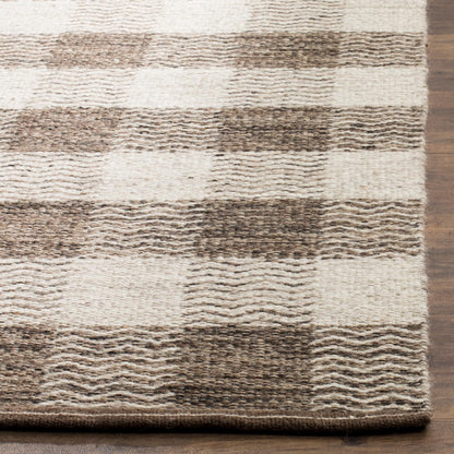 SAFAVIEH Kilim Collection Area Rug - 6' x 9', Light Grey & Brown, Flat Weave Wool Design, Ideal for The Living Room, Dining Room, Bedroom (KLM351A-6)