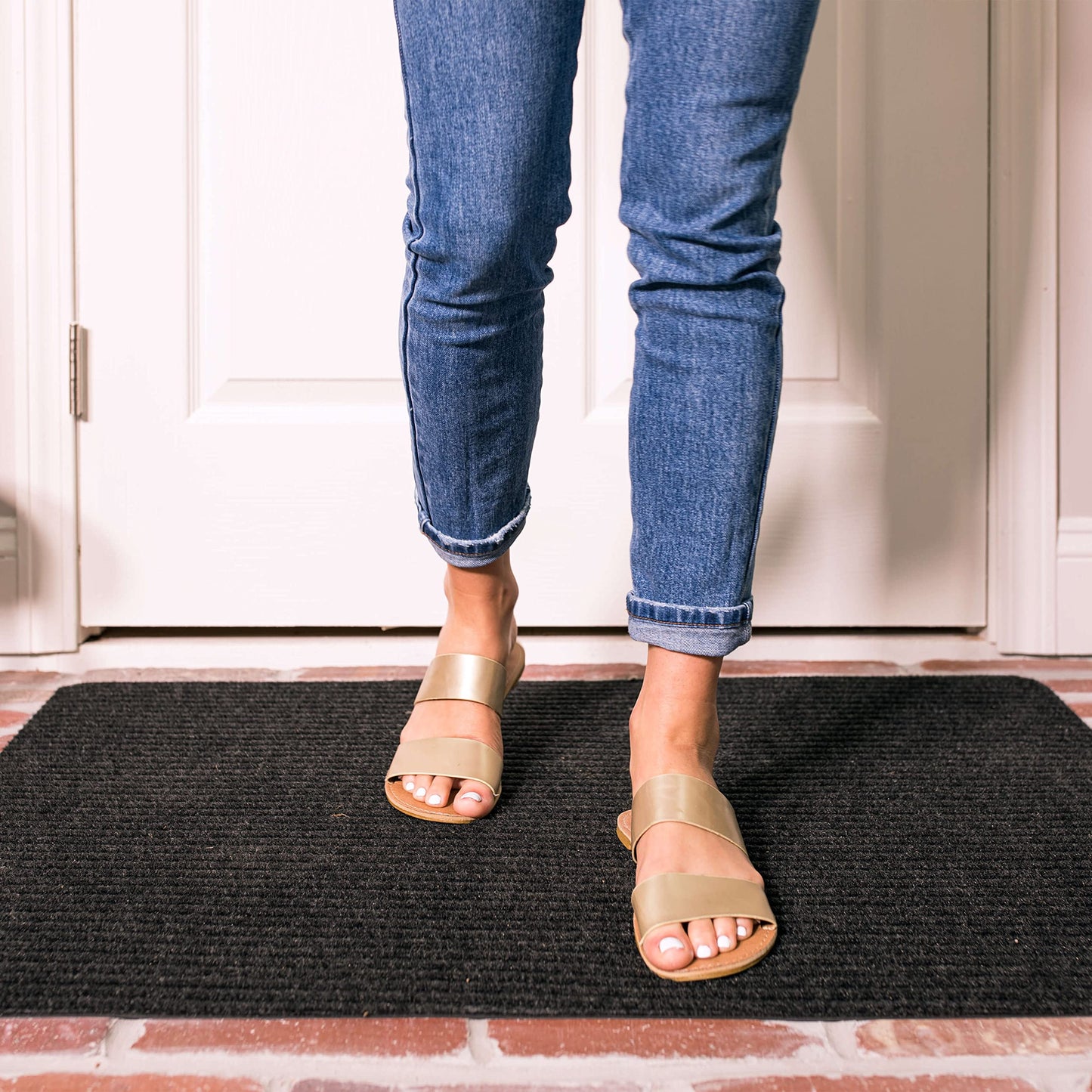 Mohawk Home Utility Floor Mat Solid Charcoal Grey (1'6" x 2'6") Perfect for Garage, Entryway, Porch, and Laundry Room