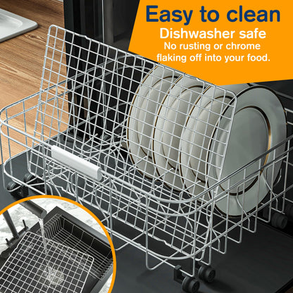 2PCS Cooling Racks for Cooking and Baking - 10" x 15"Heavy Duty Stainless Steel Wire Rack for Baking, Grilling, Roasting - Oven & Dishwasher Safe - Fits Jelly Roll Sheet Pan-Silver