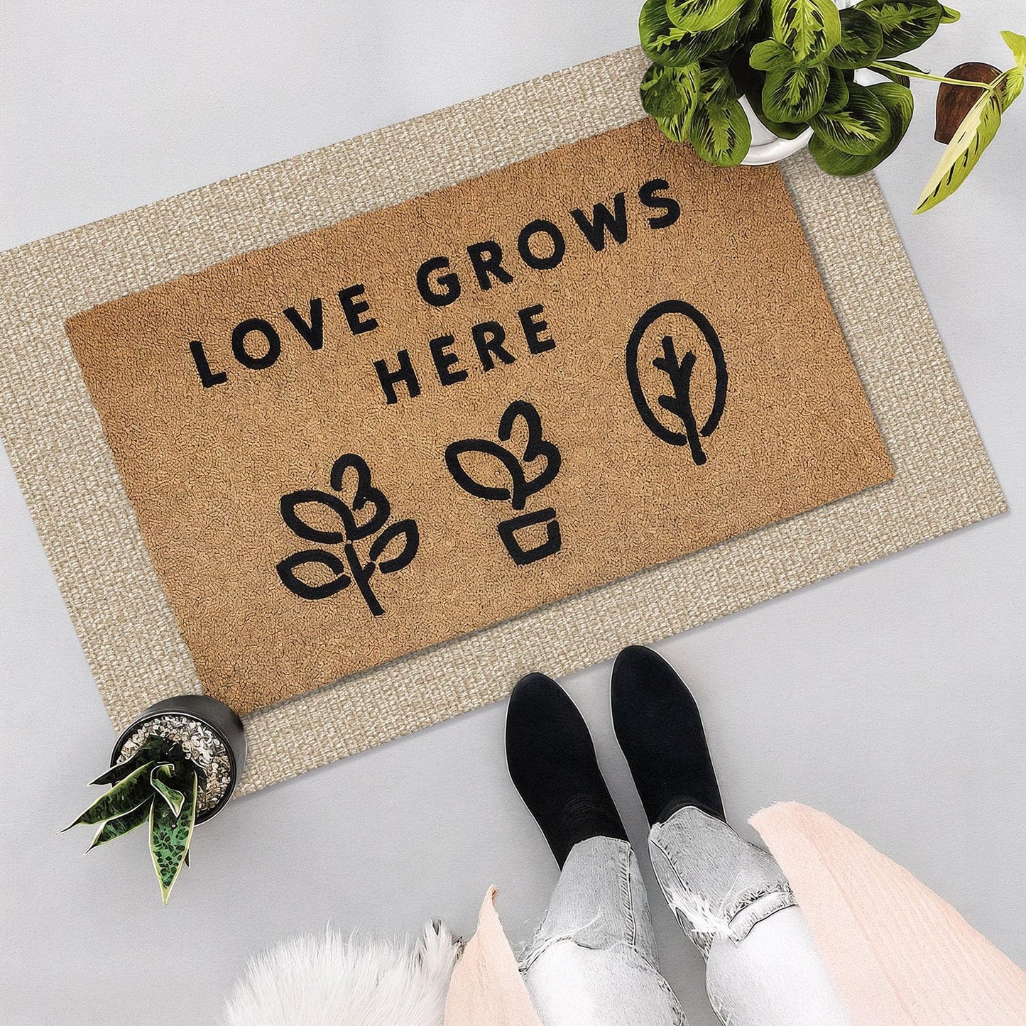 EARTHALL Small Area Rug 2x3 Ft Washable Rugs for Entryway Non Slip Braided Throw Rugs with Rubber Backing Door Mat Indoor Outdoor Entrance Cotton Woven Carpet for Kitchen Foyer Front Door, Send/Beige