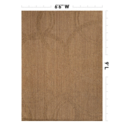 Rugshop Abstract Indoor Outdoor Flat Woven Area Rug,Natural Jute-Style,Easy-Care Patio Rug for Backyard Porch Deck Balcony, 6'6" x 9' Natural/Jute