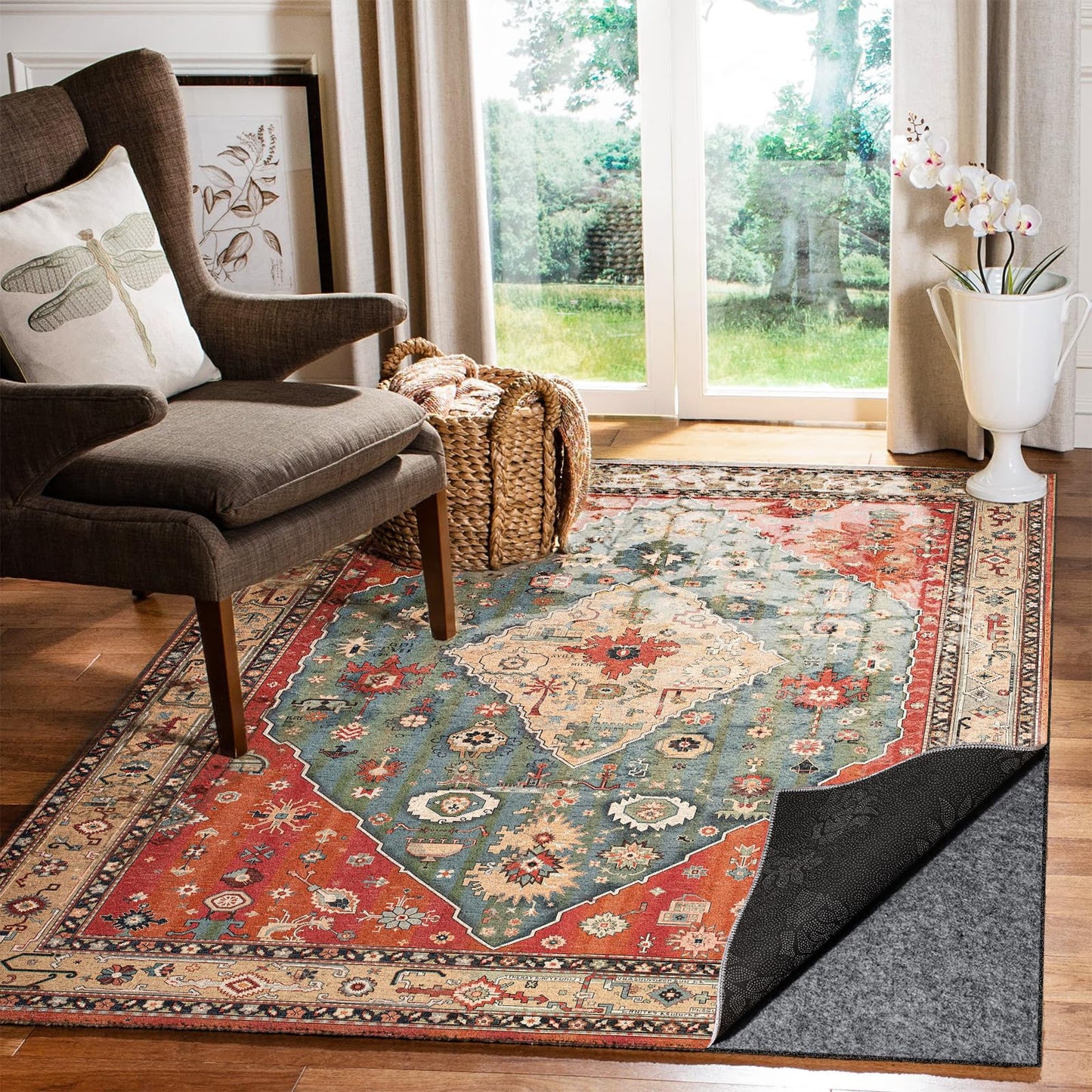 Waterproof Rug Pad, 8x10 Ft Under Area Rug Carpet Pad, Non Slip Rug Pads for All Floors and Hardwood Floors Finishes, Keep Carpets in Place Soft and Prevent Rug from Wrinkling or Buckling