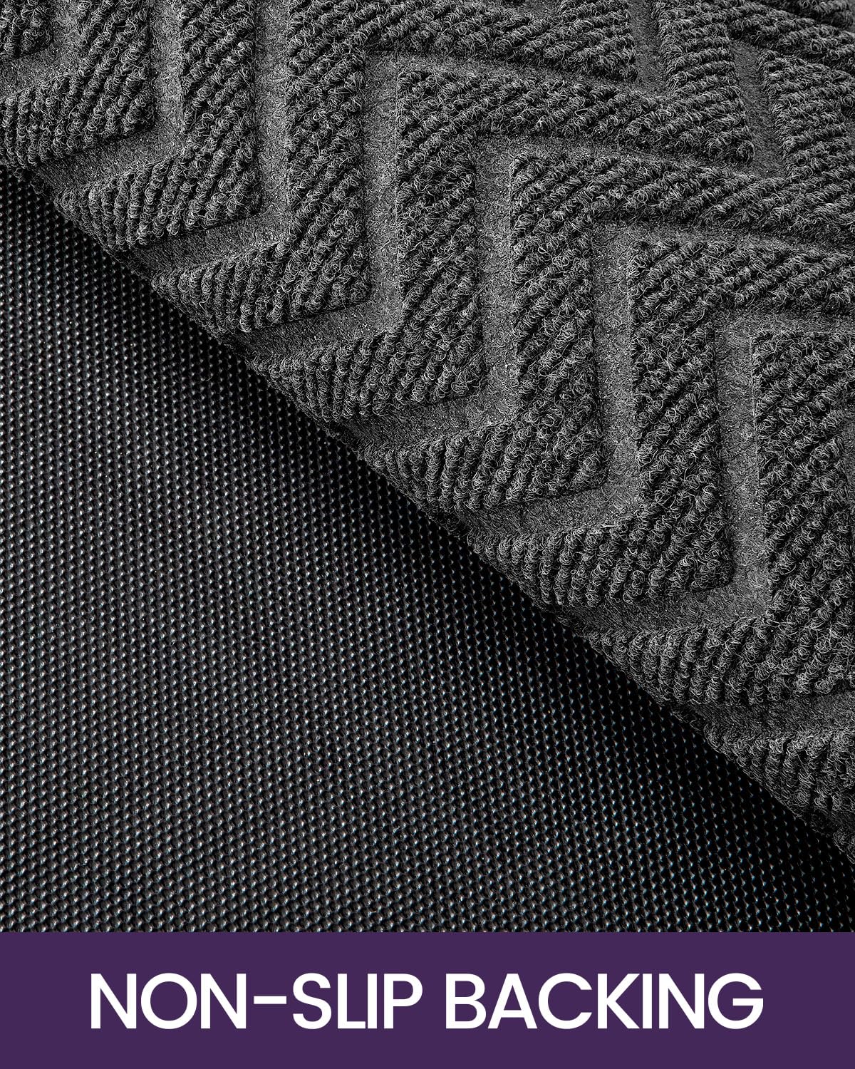 DEXI Front Door Mat Outside Entrance, 4x6 ft Large Rubber Entry Doormat Heavy Duty, Welcome Mats Non Slip for Inside House Floor Entryway Double Doors Exterior Patio, Chevron Dark Grey