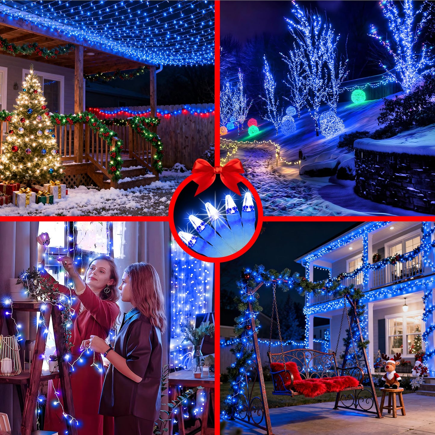 750 LED 240FT Christmas String Lights Outdoor, 12 Pro Modes and Timer Memory & Brightness, Plug in Outdoor Waterproof Clear Wire Twinkle Light for for Xmas Yard Tree Wedding Party Decor (Blue)