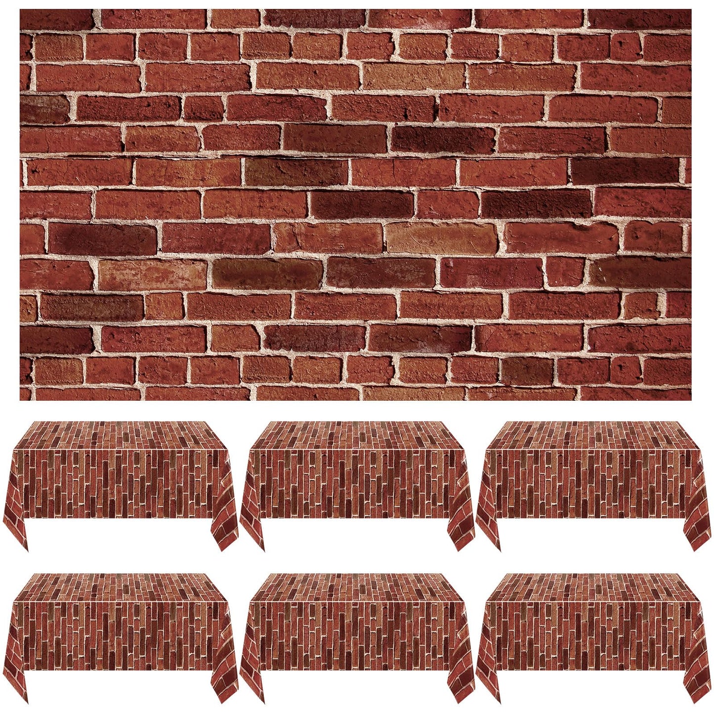 Chuangdi Brick Stone Wall Stone Wall Scene Setter Brick Sheet Wallpaper Curtains Door Removable Tablecloth Photo for Halloween Christmas Party and Home Decor (Old Red,6 Pcs)