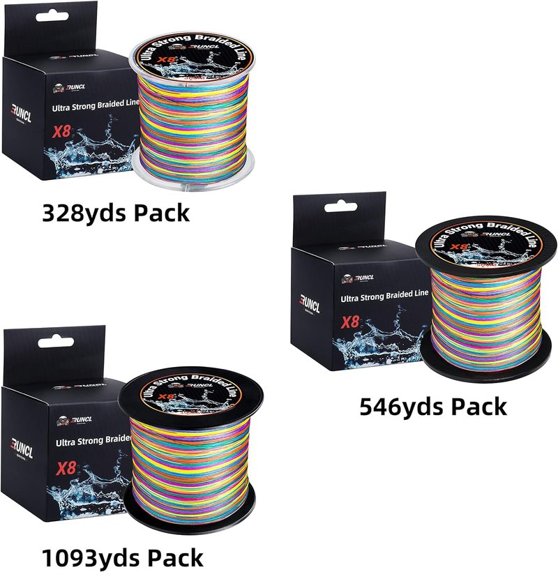 RUNCL 8 Strands Braided Fishing Line - High Visibility, Super Strong & Abrasion Resistant | 328yds to 1093yds, 12lb to 100lb