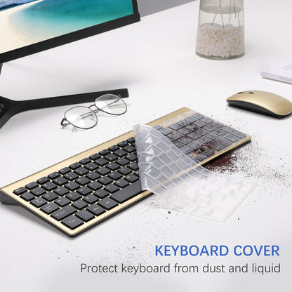 Wireless Keyboard and Mouse Ultra Slim Combo, TopMate 2.4G Silent Compact USB 2400DPI Mouse and Scissor Switch Keyboard Set with Cover, Batteries Included, for PC/Laptop/Windows/Mac - Gray Black