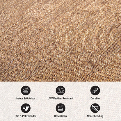 Rugshop Floral Indoor Outdoor Flat Woven Area Rug,Natural Jute-Style,Easy-Care Patio Rug for Backyard Porch Deck Balcony, 5' x 7' Natural/Jute